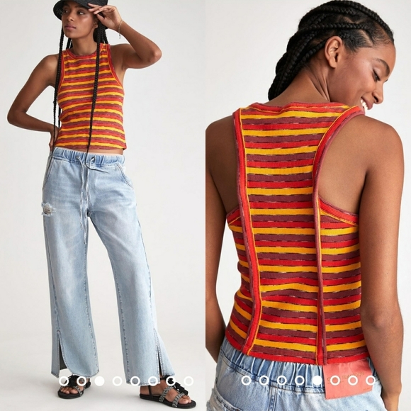 Anthropologie Tops - Anthropologie Red Motif Ribbed Racer Tank
